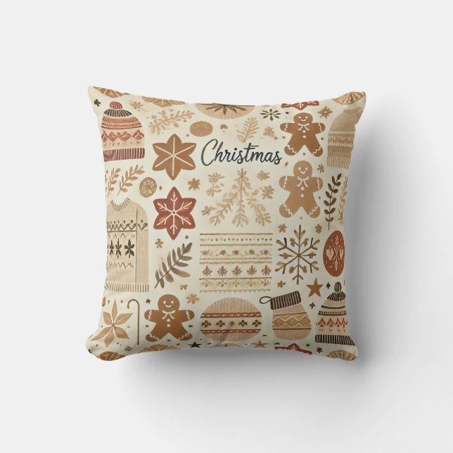 Cozy Christmas-Themed Cushion & Bedding Pattern (Front)
