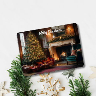 Cozy Christmas Tree by Warm Fireplace Magnet