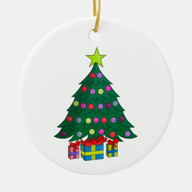 Cozy Christmas Tree Ceramic Ornament (Front)