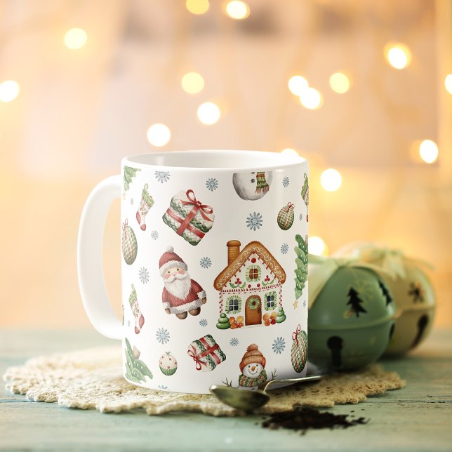 Cozy Christmas Tree Gingerbread House Santa Claus Coffee Mug (Cozy Christmas Tree Gingerbread House Santa Claus Coffee Mug)