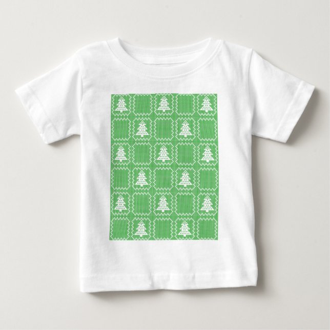 Cozy Christmas tree ugly sweater checkered pattern (Front)