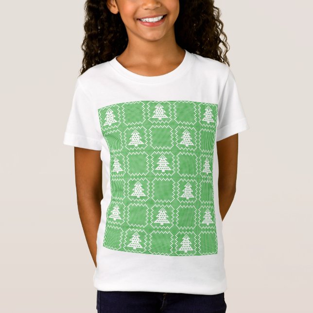 Cozy Christmas tree ugly sweater checkered pattern (Front)