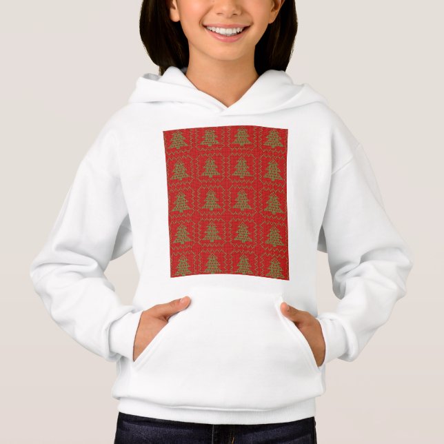 Cozy Christmas tree ugly sweater checkered pattern (Front)