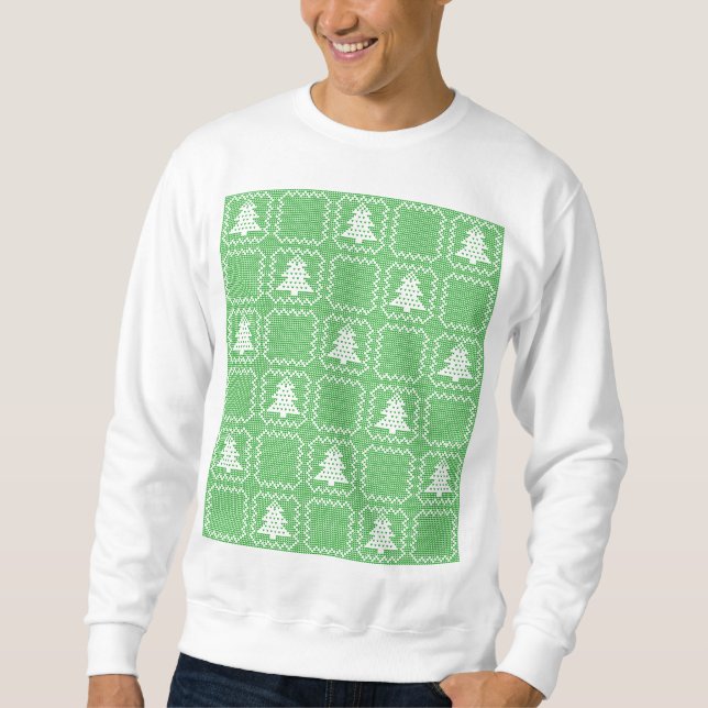 Cozy Christmas tree ugly sweater checkered pattern (Front)