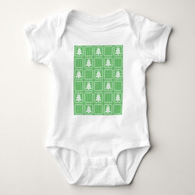 Cozy Christmas tree ugly sweater checkered pattern (Front)