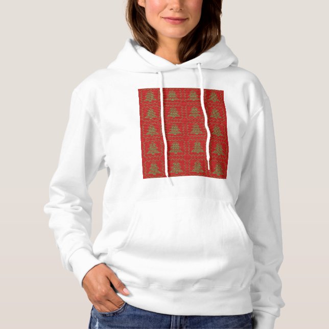 Cozy Christmas tree ugly sweater checkered pattern (Front)