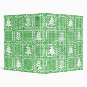 Cozy Christmas tree ugly sweater checkered pattern 3 Ring Binder