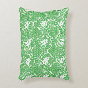 Cozy Christmas tree ugly sweater checkered pattern Accent Pillow