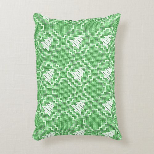 Cozy Christmas tree ugly sweater checkered pattern Accent Pillow