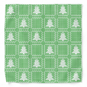 Cozy Christmas tree ugly sweater checkered pattern Bandana