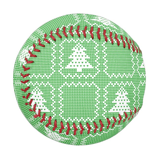Cozy Christmas tree ugly sweater checkered pattern Baseball (Front Left)