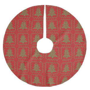 Cozy Christmas tree ugly sweater checkered pattern Brushed Polyester Tree Skirt
