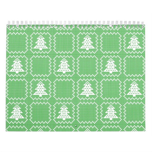 Cozy Christmas tree ugly sweater checkered pattern Calendar (Cover)