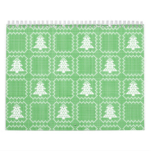 Cozy Christmas tree ugly sweater checkered pattern Calendar