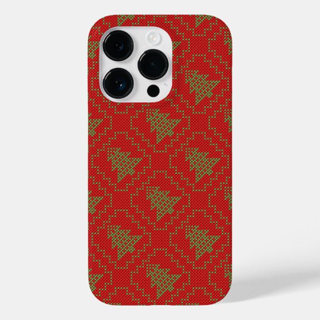 Cozy Christmas tree ugly sweater checkered pattern Case-Mate iPhone Case (Back)