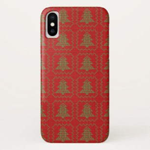 Cozy Christmas tree ugly sweater checkered pattern iPhone X Case