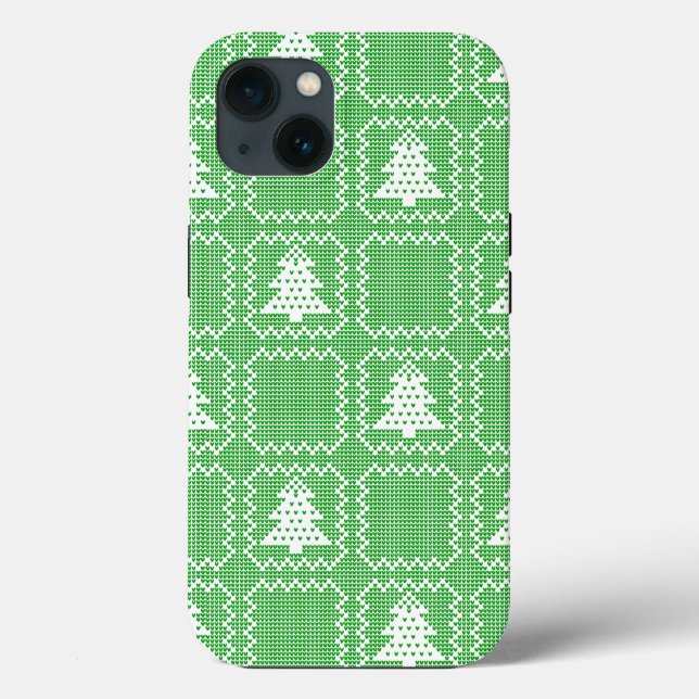 Cozy Christmas tree ugly sweater checkered pattern Case-Mate iPhone Case (Back)