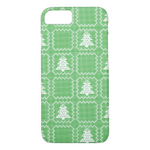 Cozy Christmas tree ugly sweater checkered pattern iPhone 8/7 Case