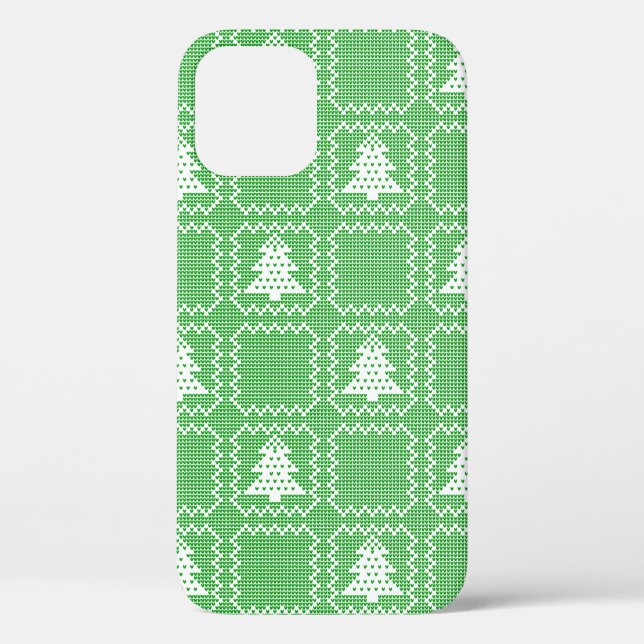 Cozy Christmas tree ugly sweater checkered pattern Case-Mate iPhone Case (Back)