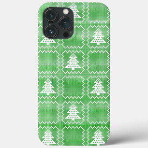 Cozy Christmas tree ugly sweater checkered pattern iPhone 13 Pro Max Case