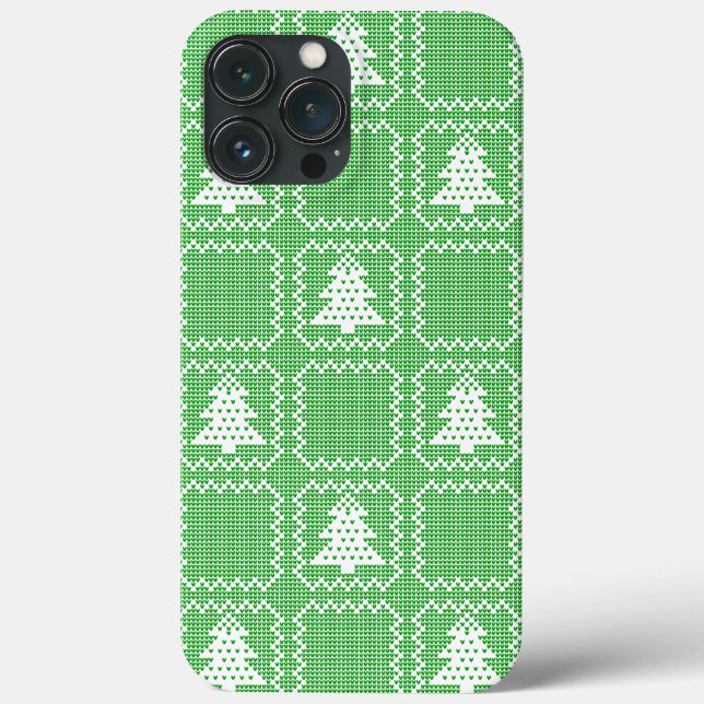Cozy Christmas tree ugly sweater checkered pattern Case-Mate iPhone Case (Back)