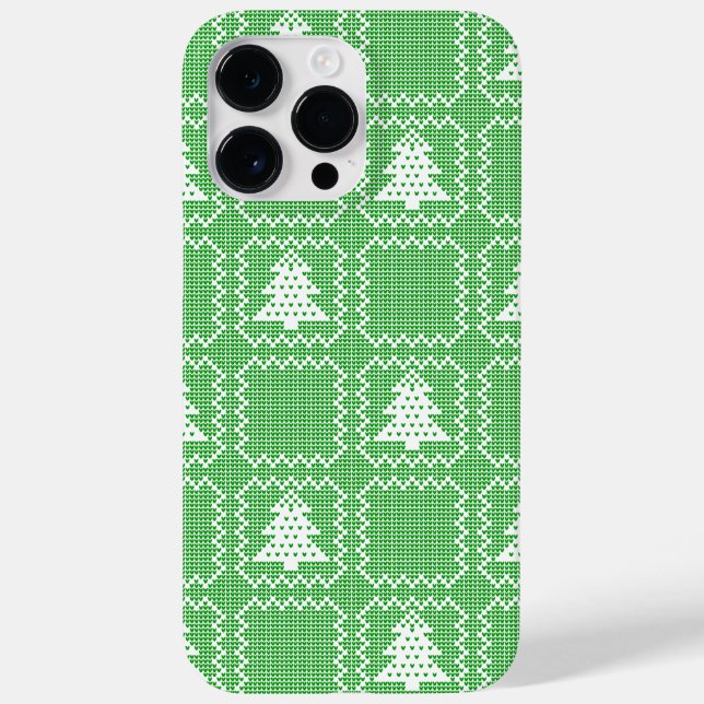 Cozy Christmas tree ugly sweater checkered pattern Case-Mate iPhone Case (Back)