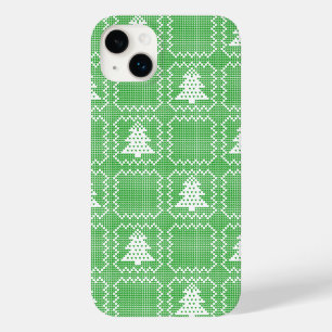 Cozy Christmas tree ugly sweater checkered pattern Case-Mate iPhone 14 Plus Case