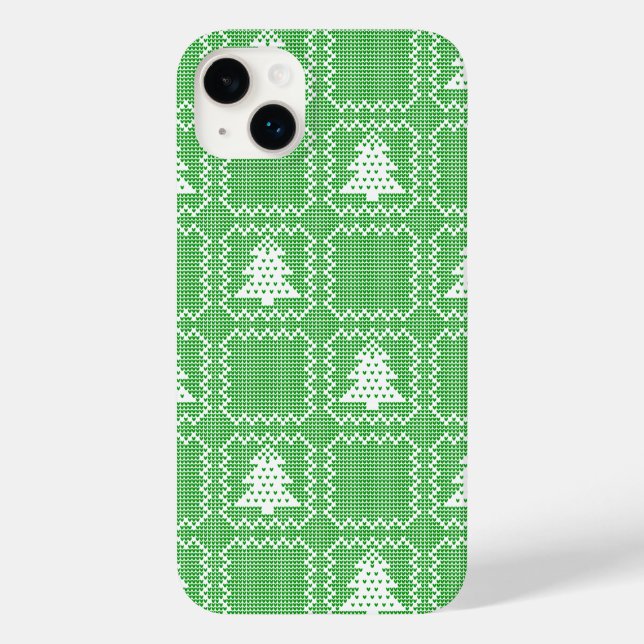 Cozy Christmas tree ugly sweater checkered pattern Case-Mate iPhone Case (Back)