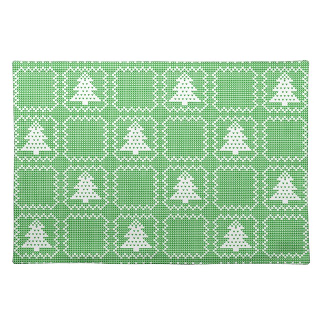 Cozy Christmas tree ugly sweater checkered pattern Cloth Placemat (Front)