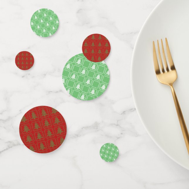 Cozy Christmas tree ugly sweater checkered pattern Confetti (Group)
