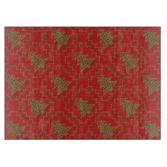 Cozy Christmas tree ugly sweater checkered pattern Cutting Board (Front)