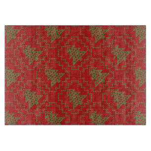 Cozy Christmas tree ugly sweater checkered pattern Cutting Board