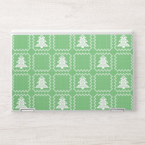 Cozy Christmas tree ugly sweater checkered pattern HP Laptop Skin