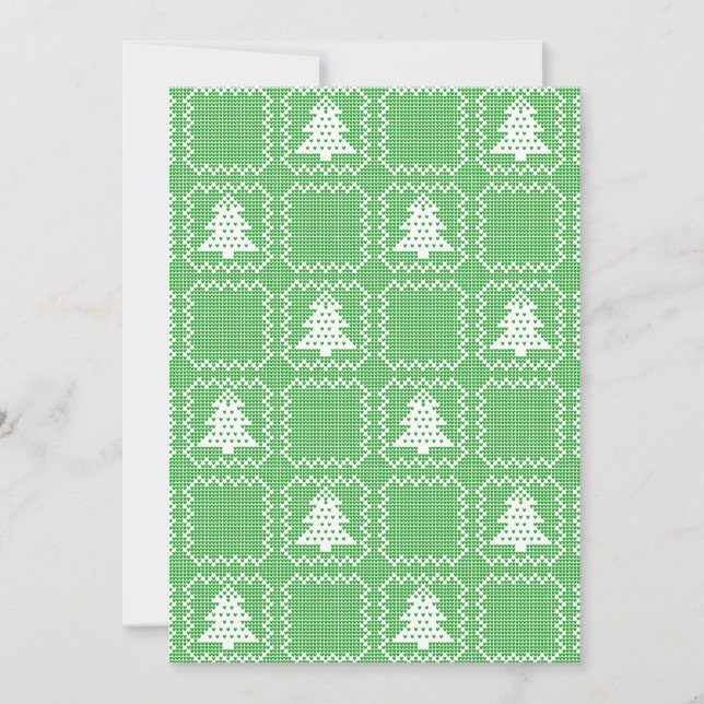 Cozy Christmas tree ugly sweater checkered pattern Invitation (Front)