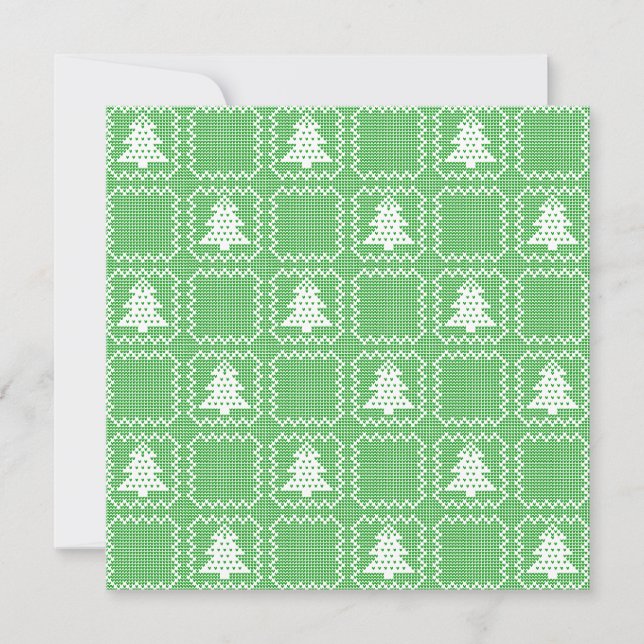 Cozy Christmas tree ugly sweater checkered pattern Invitation (Front)