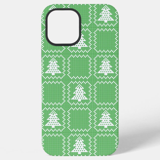 Cozy Christmas tree ugly sweater checkered pattern Iphone Case (Back)
