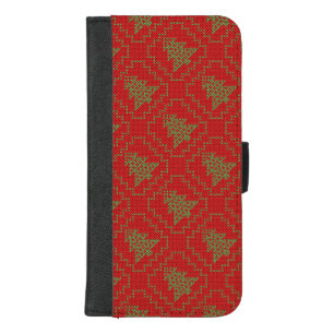 Cozy Christmas tree ugly sweater checkered pattern iPhone 8/7 Plus Wallet Case