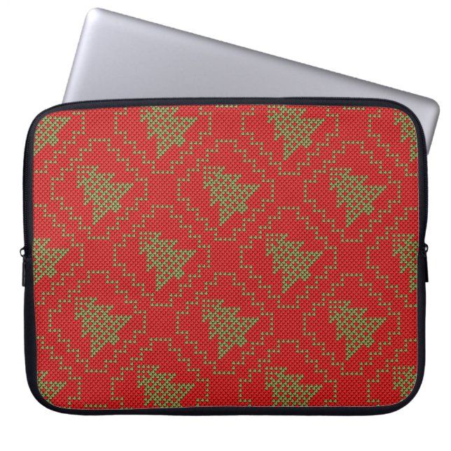 Cozy Christmas tree ugly sweater checkered pattern Laptop Sleeve (Front)