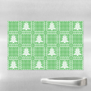 Cozy Christmas tree ugly sweater checkered pattern Magnetic Dry Erase Sheet