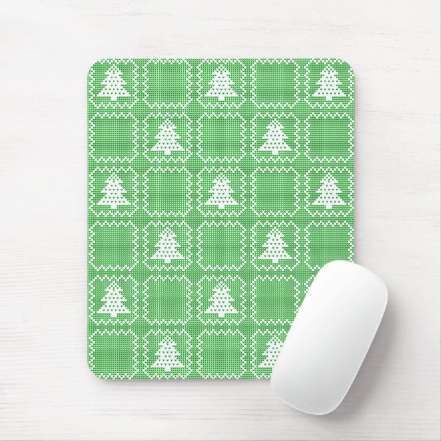 Cozy Christmas tree ugly sweater checkered pattern Mouse Pad (With Mouse)