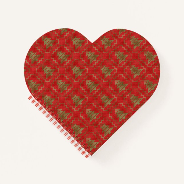 Cozy Christmas tree ugly sweater checkered pattern Notebook (Front)