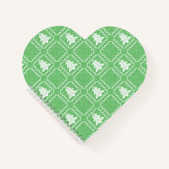 Cozy Christmas tree ugly sweater checkered pattern Notebook (Front)