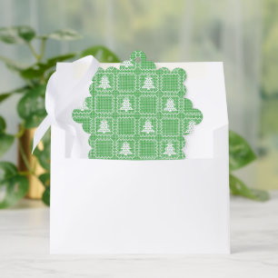 Cozy Christmas tree ugly sweater checkered pattern Ornament Card