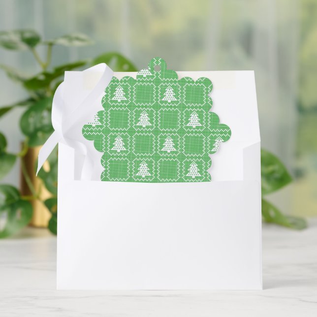 Cozy Christmas tree ugly sweater checkered pattern Ornament Card (Envelope)