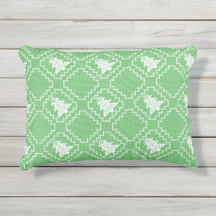 Cozy Christmas tree ugly sweater checkered pattern Outdoor Pillow