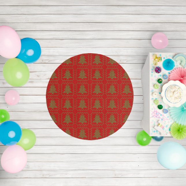Cozy Christmas tree ugly sweater checkered pattern Outdoor Rug (Insitu (Birthday))