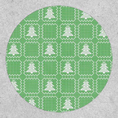 Cozy Christmas tree ugly sweater checkered pattern Patch