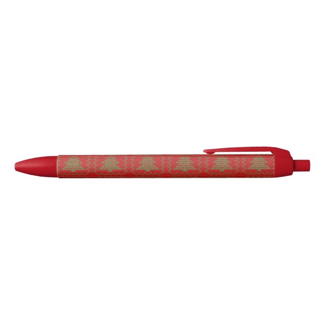 Cozy Christmas tree ugly sweater checkered pattern Pen (Top)