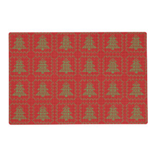 Cozy Christmas tree ugly sweater checkered pattern Placemat