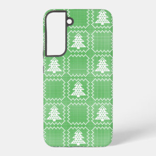 Cozy Christmas tree ugly sweater checkered pattern Samsung Galaxy S22+ Case